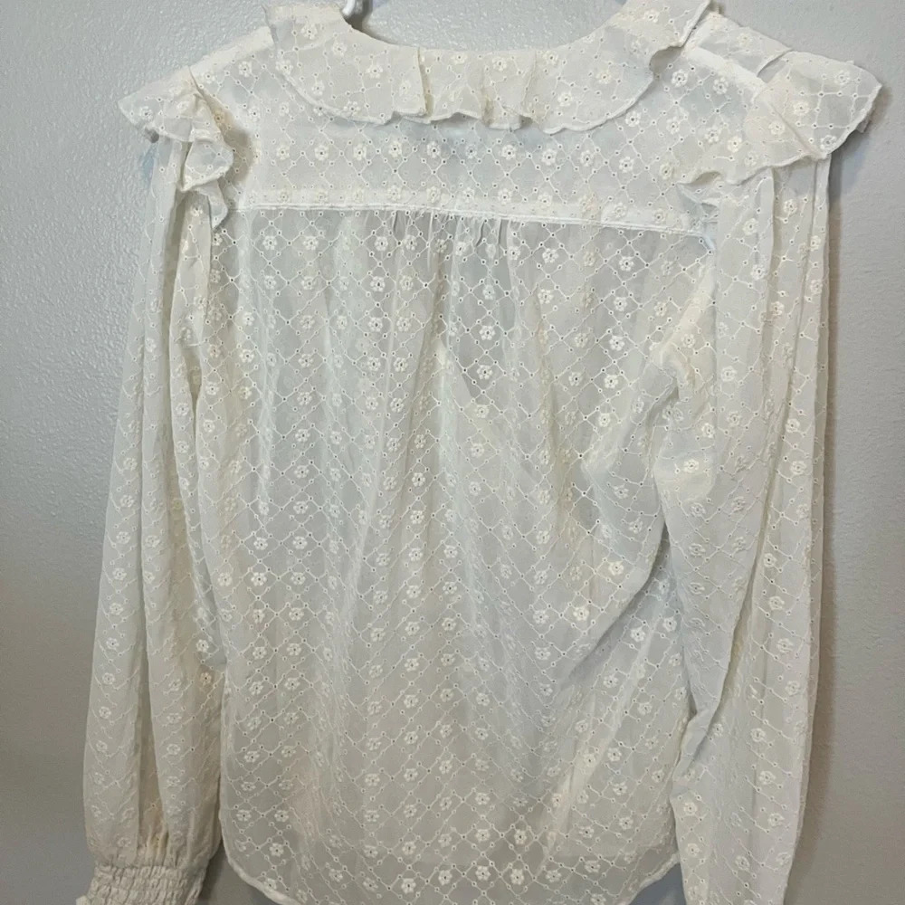 NWT Anthropologie Maeve Laila Ruffled Blouse 10 Bohemian Cottagecore MSRP $110 - Picture 7 of 9